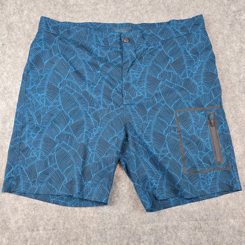 Mack Weldon Mens Board Shorts Blue Palm Leaf Print Swim Trunks Waist 39/40